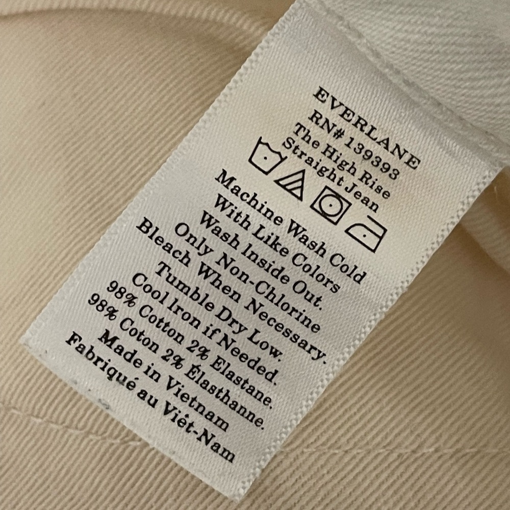 Cotton Everlane the High Rise Straight Jeans in Bone White Sz. 27 - Picture 13 of 13